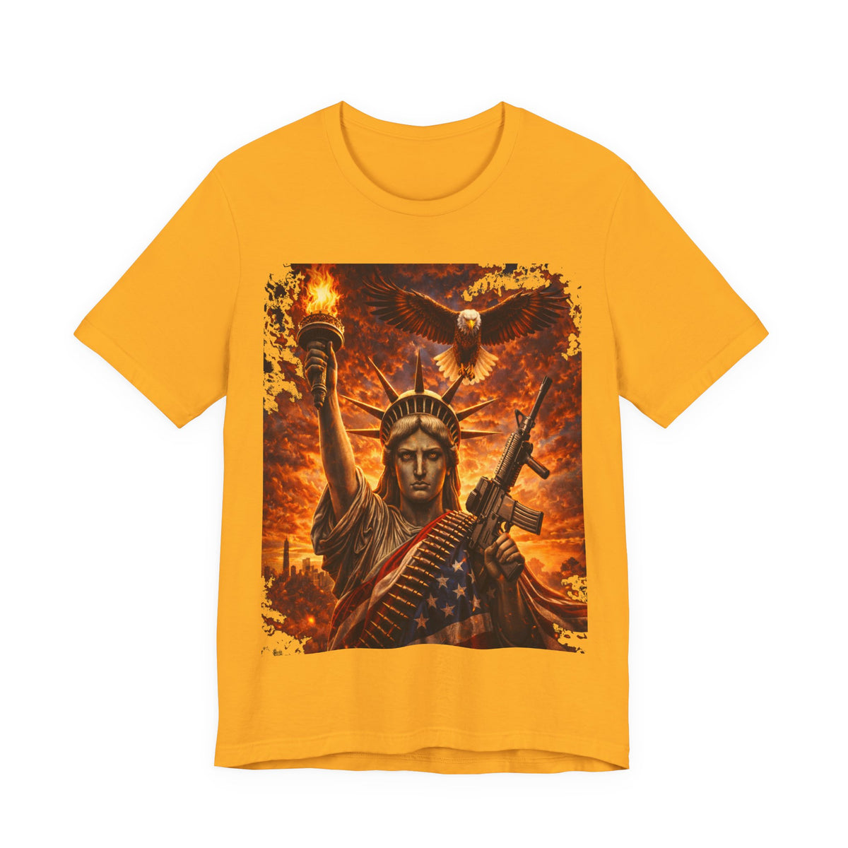 USA Liberty T-Shirt — Statue of Liberty with Eagle & Flag Graphic