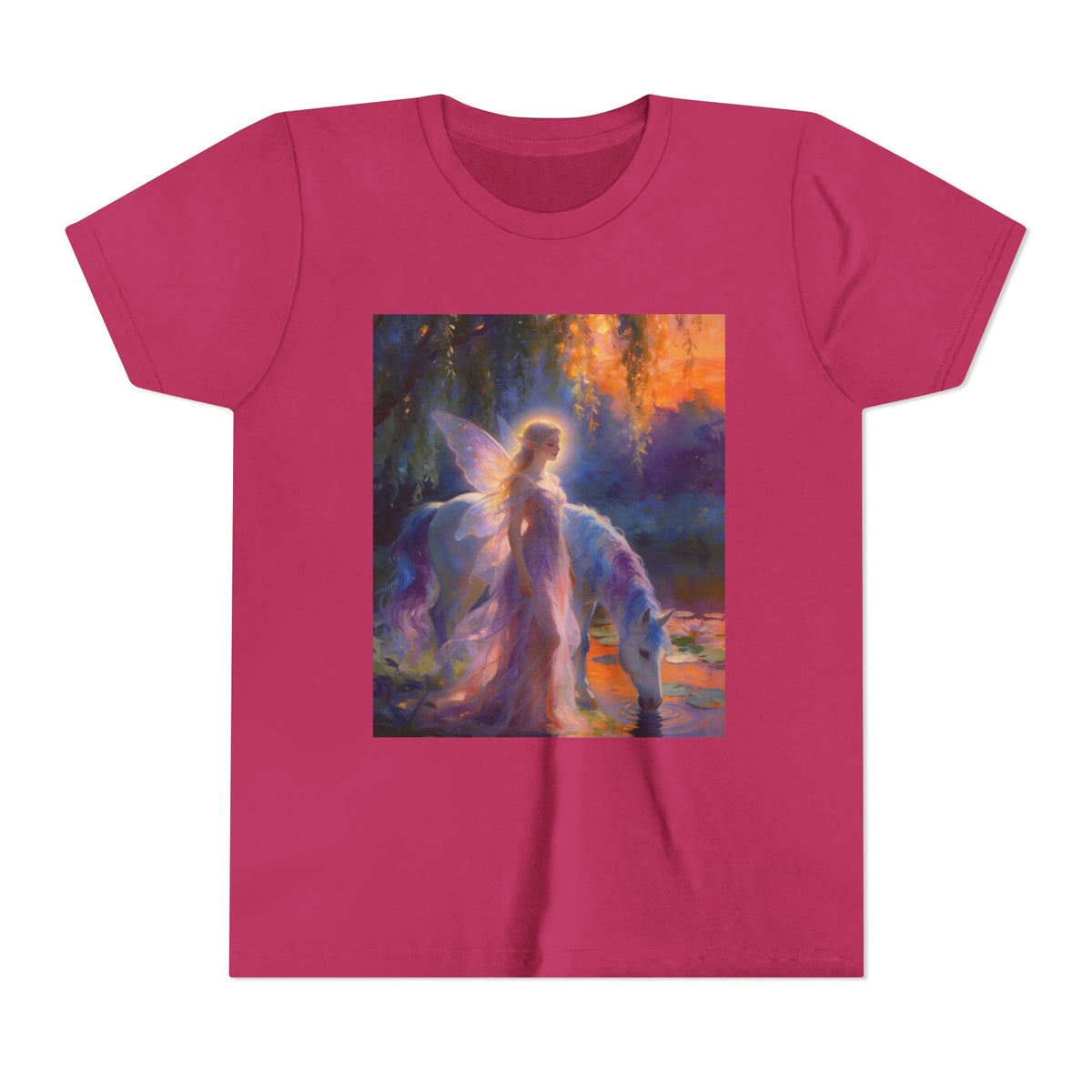 Fairy and Unicorn Youth Tee — Magical Fantasy Kids T-Shirt