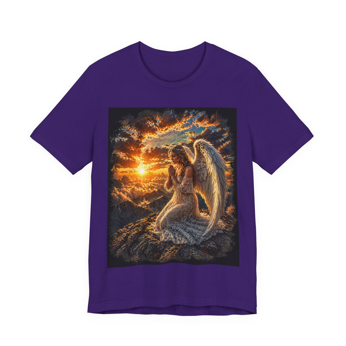 Angel Prayer T‑Shirt — Serene Sunset Guardian Angel Tee