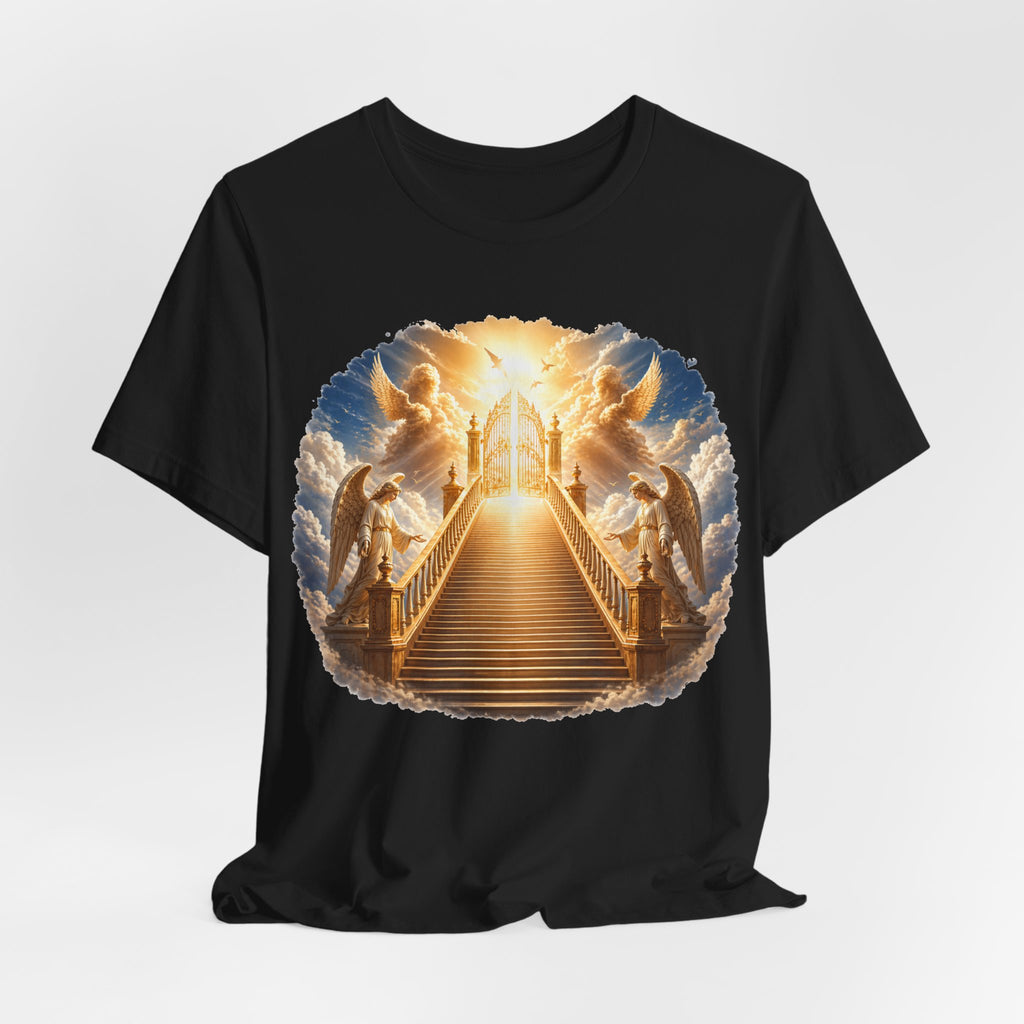 Heavenly Golden Stairway T‑Shirt — Angelic Gates Spiritual Tee