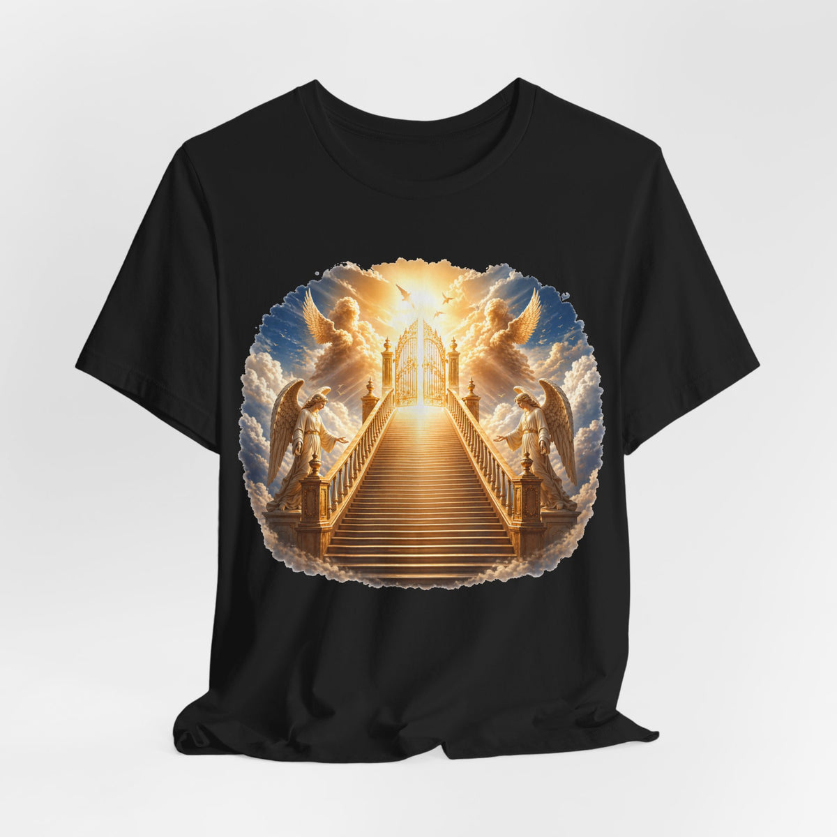 Heavenly Golden Stairway T‑Shirt — Angelic Gates Spiritual Tee
