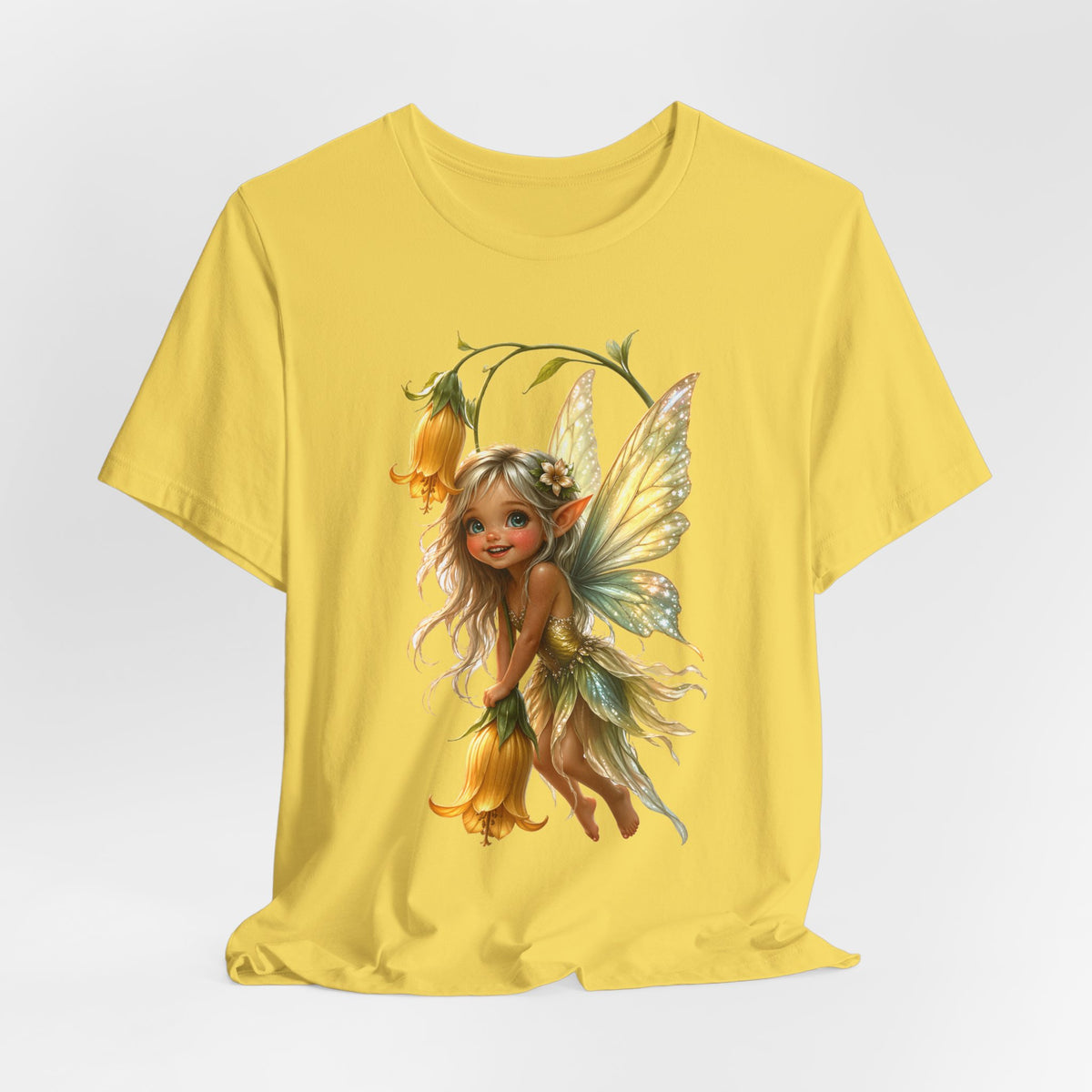 Fairy Flower T-Shirt — Whimsical Yellow Bell Fairy Graphic Tee