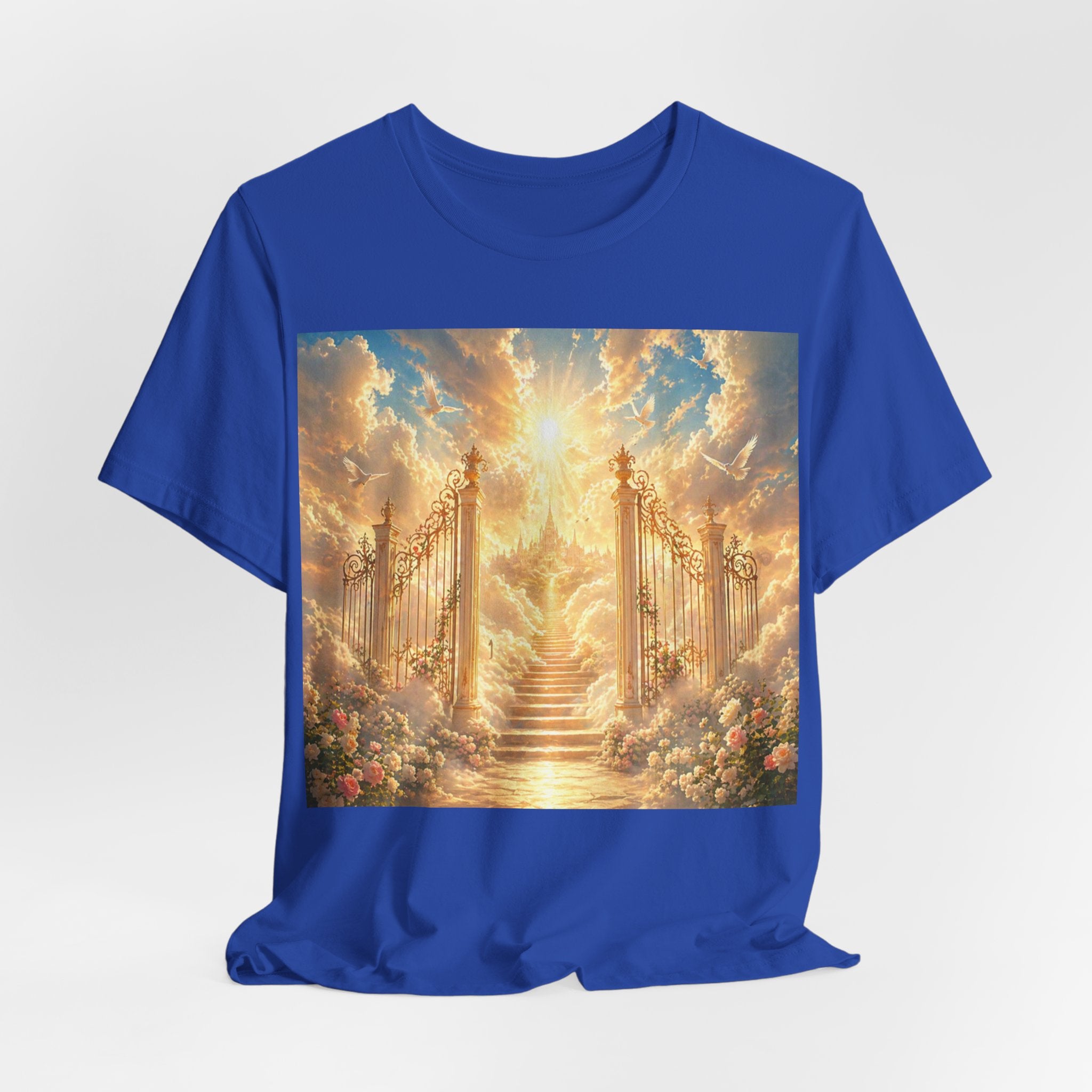 Heavenly Gates Graphic Tee — Celestial Stairs & Sunlight T-Shirt
