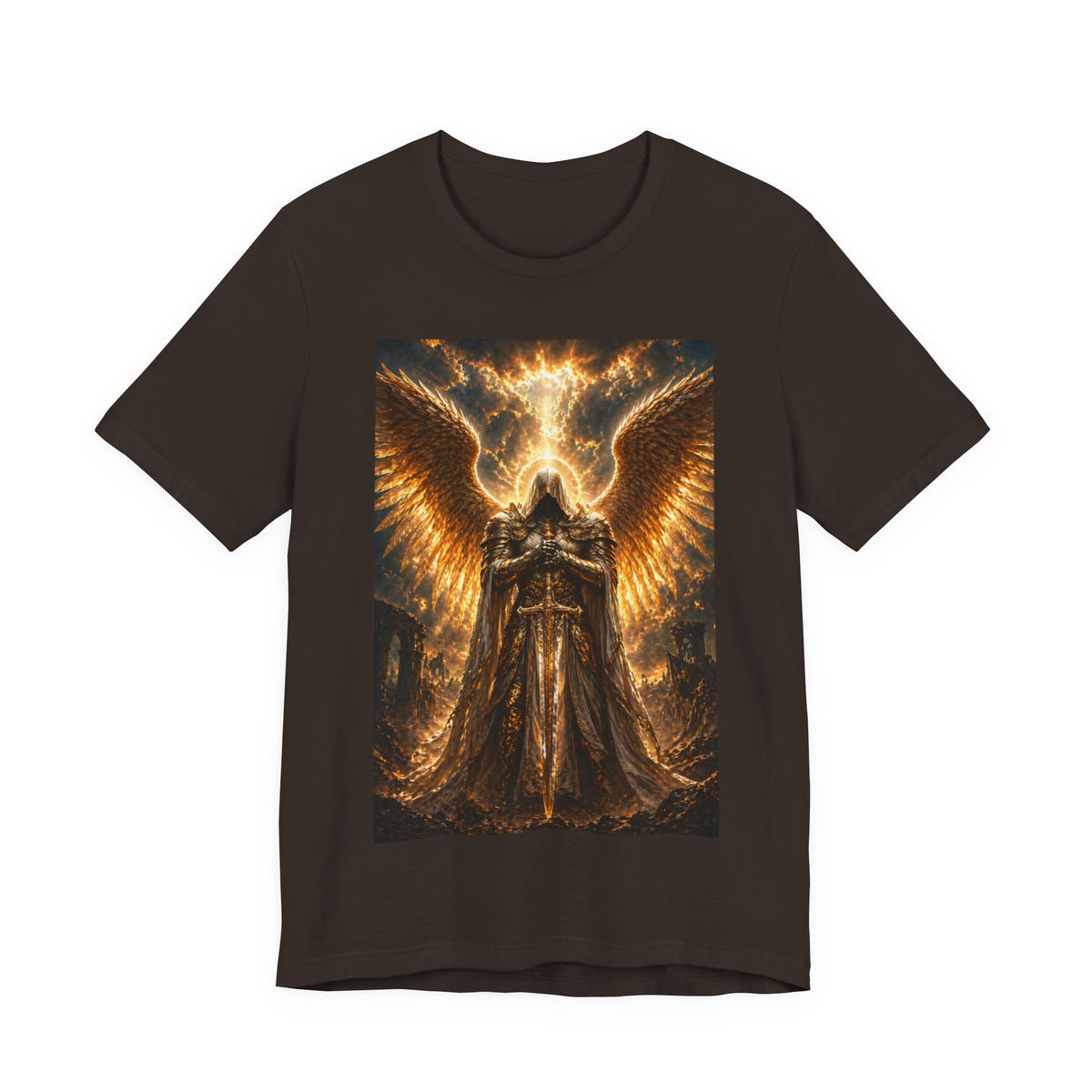 Golden Angel wings graphic Tee | Gothic celestial warrior shirt