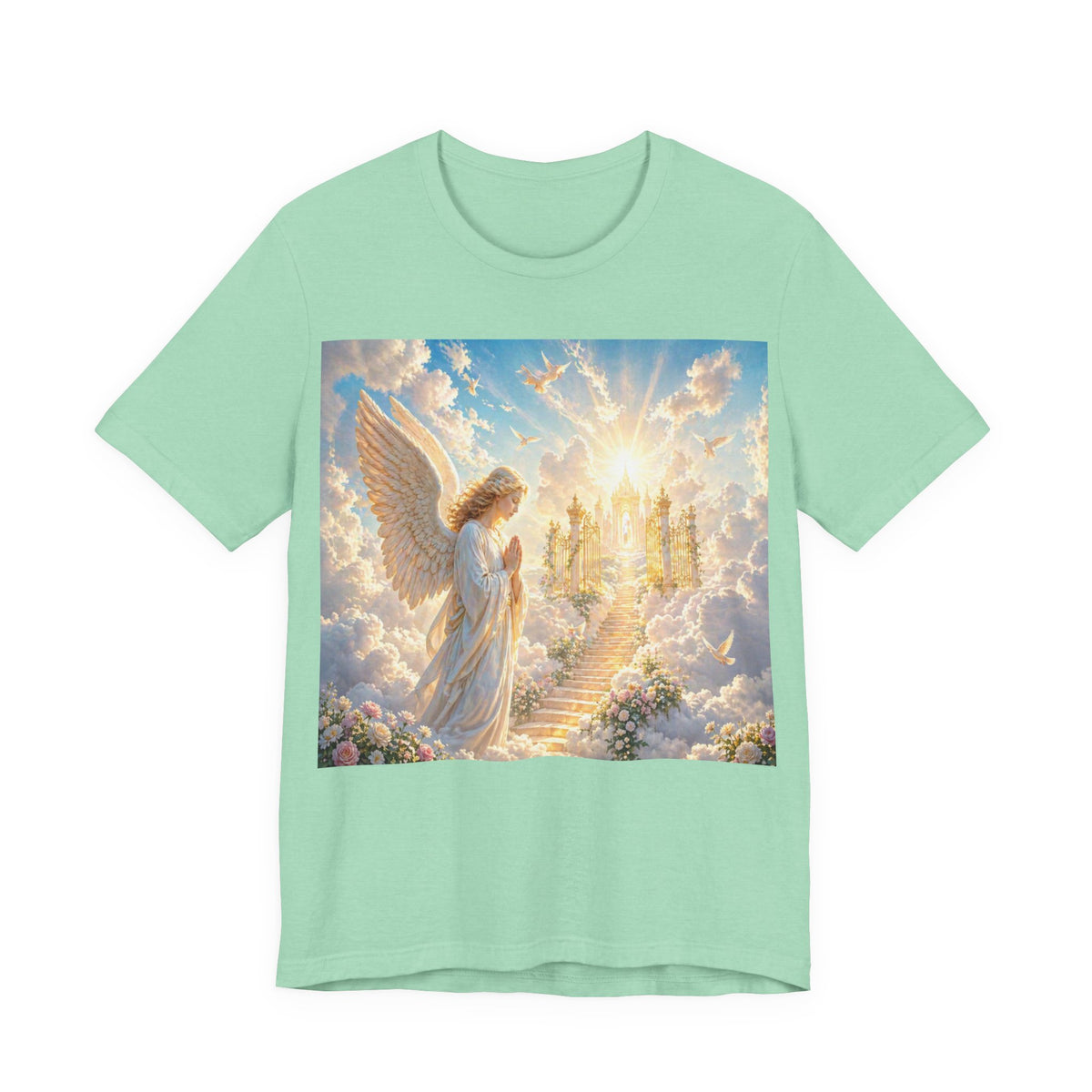 Heavenly Angel Stairway T-Shirt — Serene Christian Faith Tee