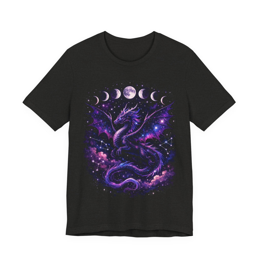 Celestial Moonphase Dragon T-Shirt — Purple Galaxy Fantasy Tee