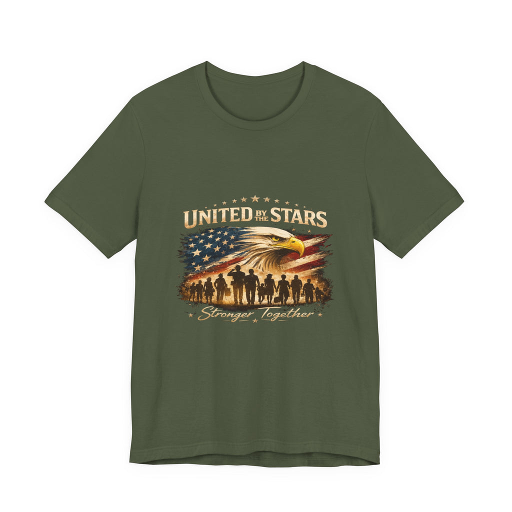 United We Stand T-Shirt – Patriotic Eagle & Soldiers “Stronger Together” Tee