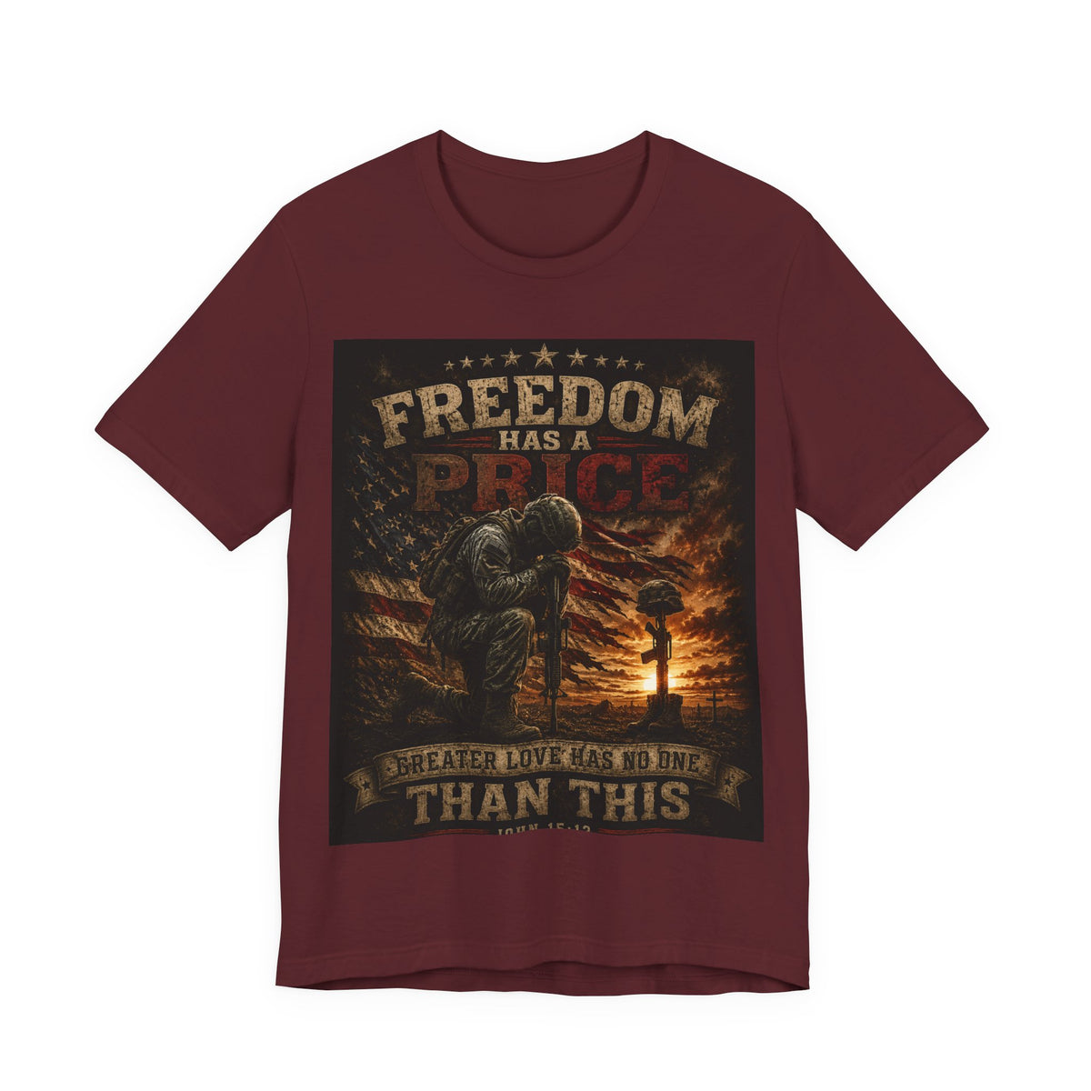 Freedom Has A Price Military Tribute T-Shirt – Fallen Soldier Battlefield Memorial Tee