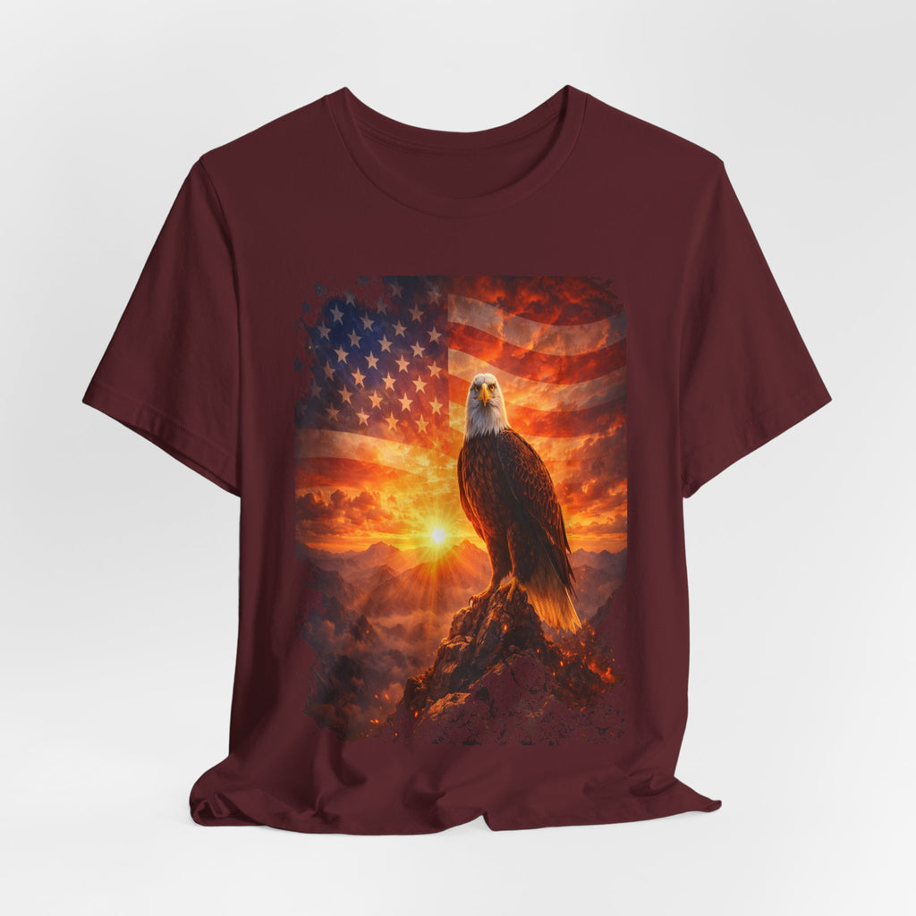 Patriotic Eagle T-Shirt – American Flag Sunrise Graphic Tee
