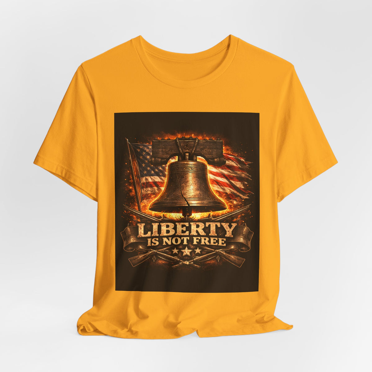 Liberty Is Not Free T-Shirt — Patriotic American Flag & Bell Tee