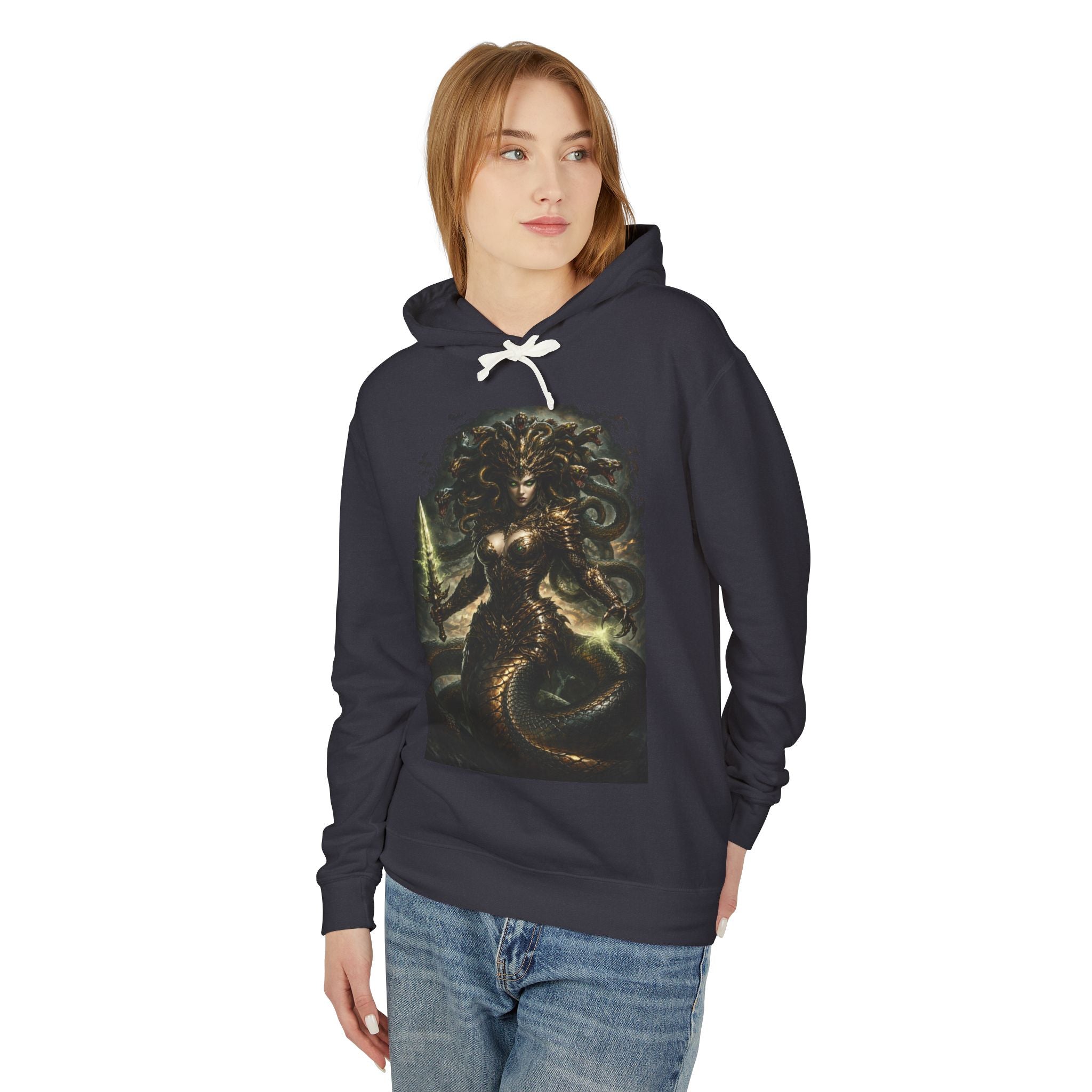 Medusa Fantasy Art Hoodie — Dark Mythological Serpent Goddess Sweatshirt