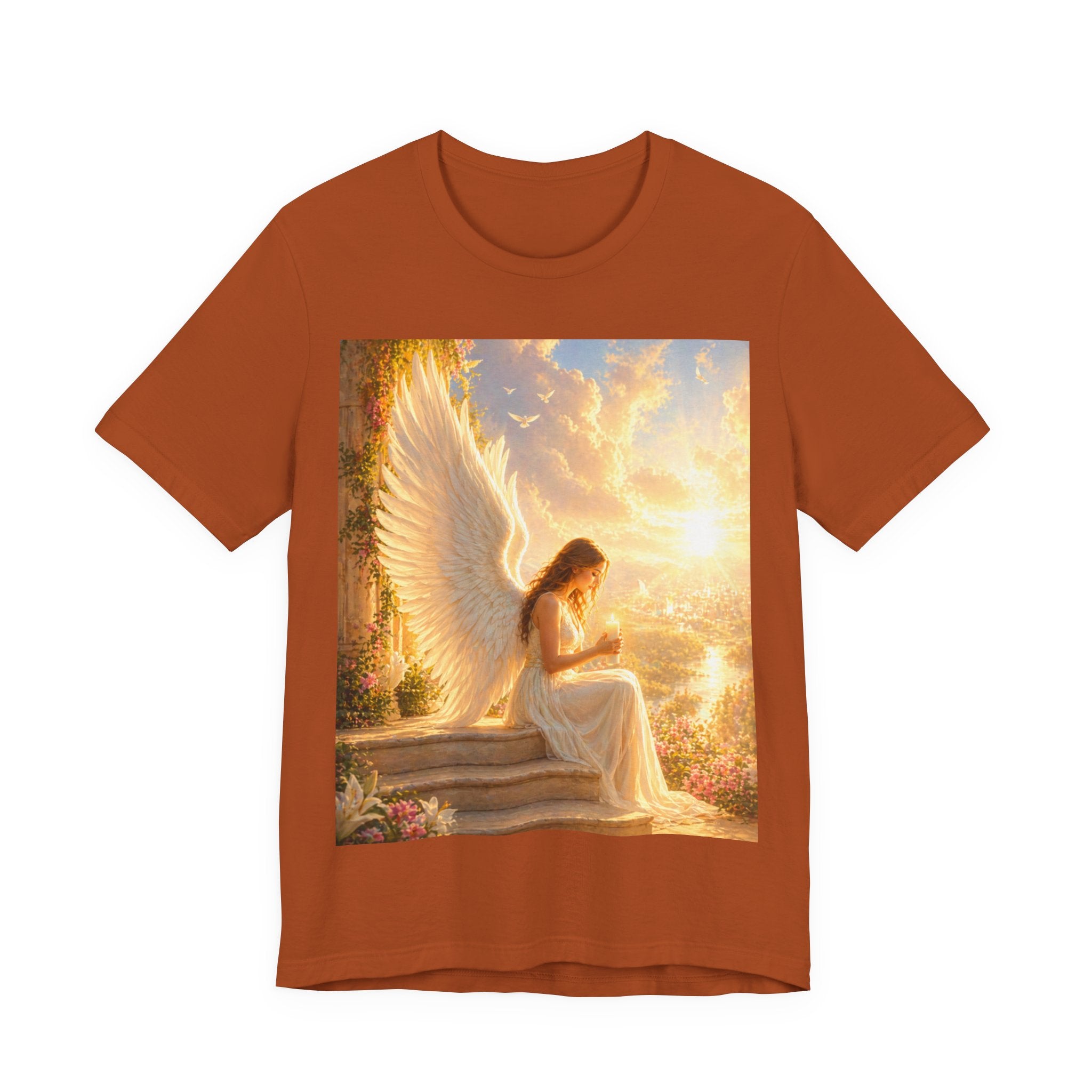 Angel Prayer T‑Shirt — Serene Winged Angel Graphic Tee for Spiritual Gifts & Memorials