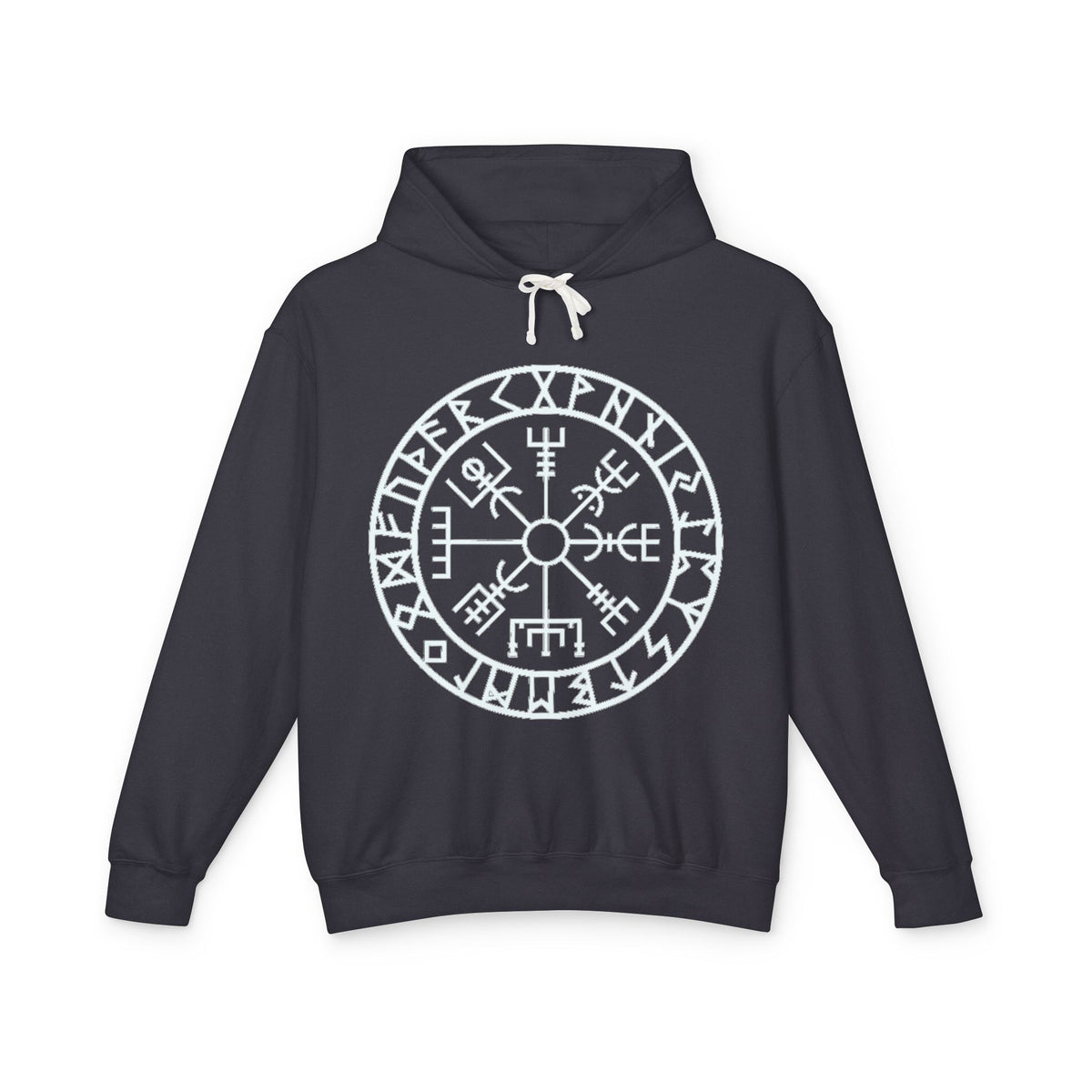 Vegan Compass Rune Hoodie — Norse Vegvisir Symbol Lavender Pullover