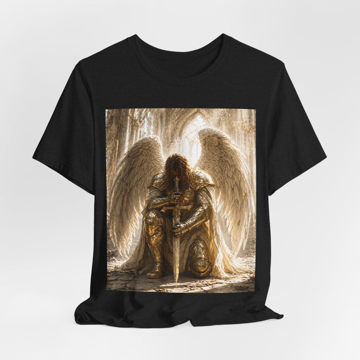 Guardian Angel Graphic Tee — Praying Winged Warrior T-Shirt