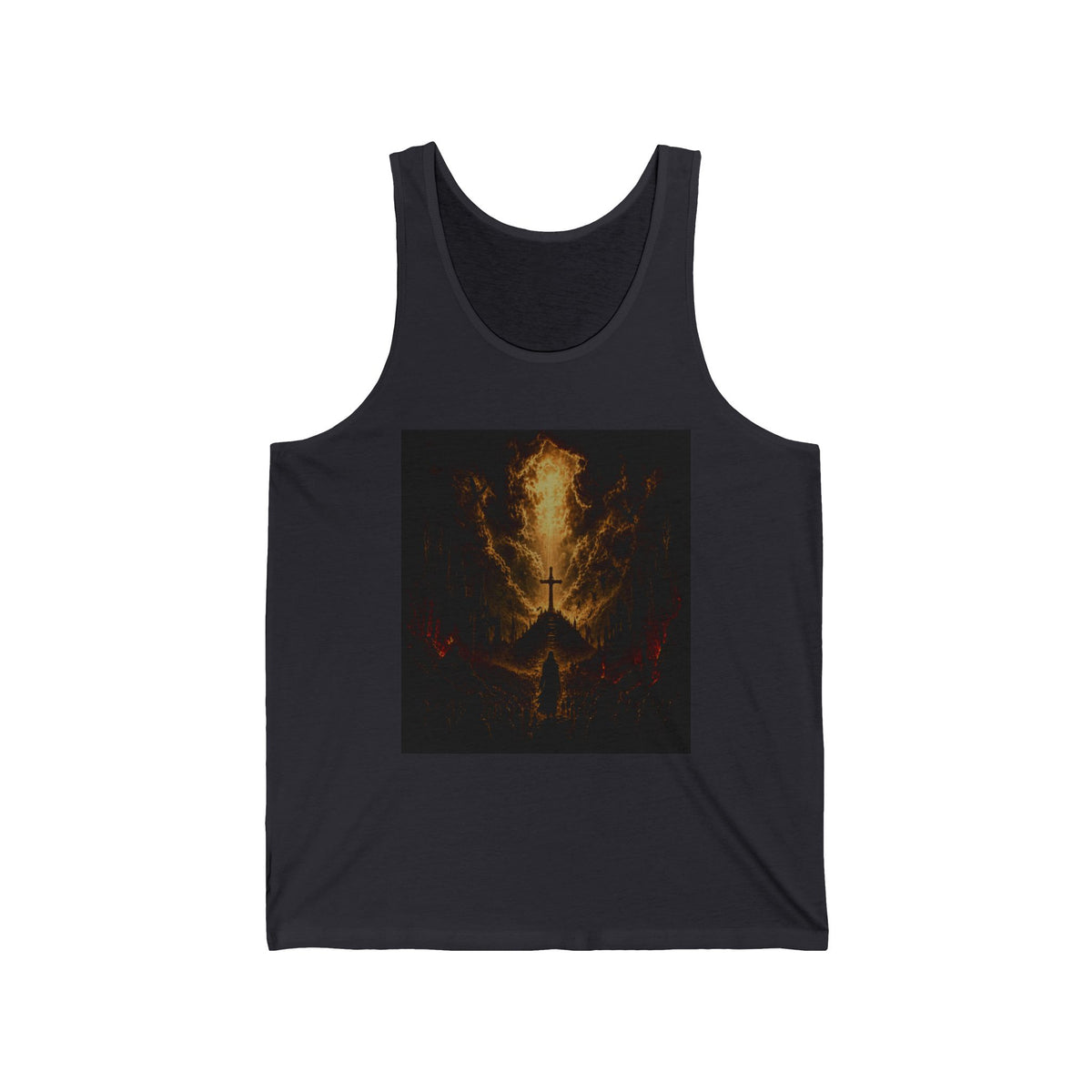 Flaming Cross Tank Top — Gothic Fire Cross Graphic Tank