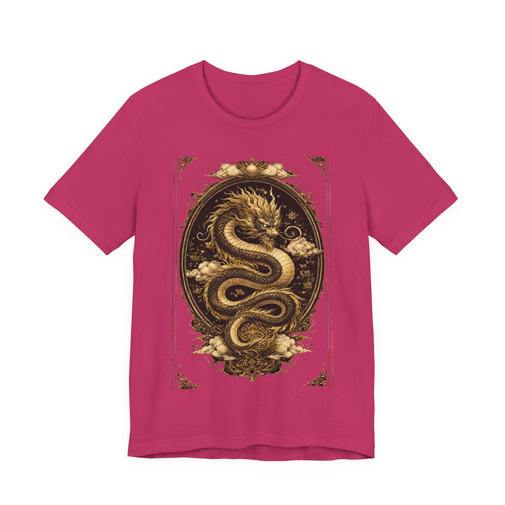 Dragon Oval Graphic Tee — Vintage Gold Snake Illustration T-Shirt