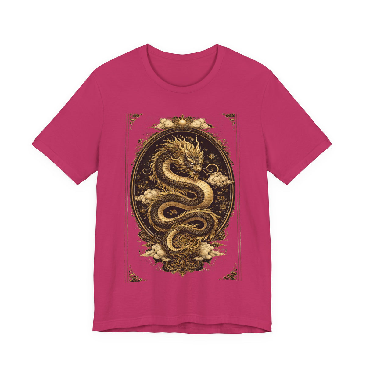 Dragon Oval Graphic Tee — Vintage Gold Snake Illustration T-Shirt