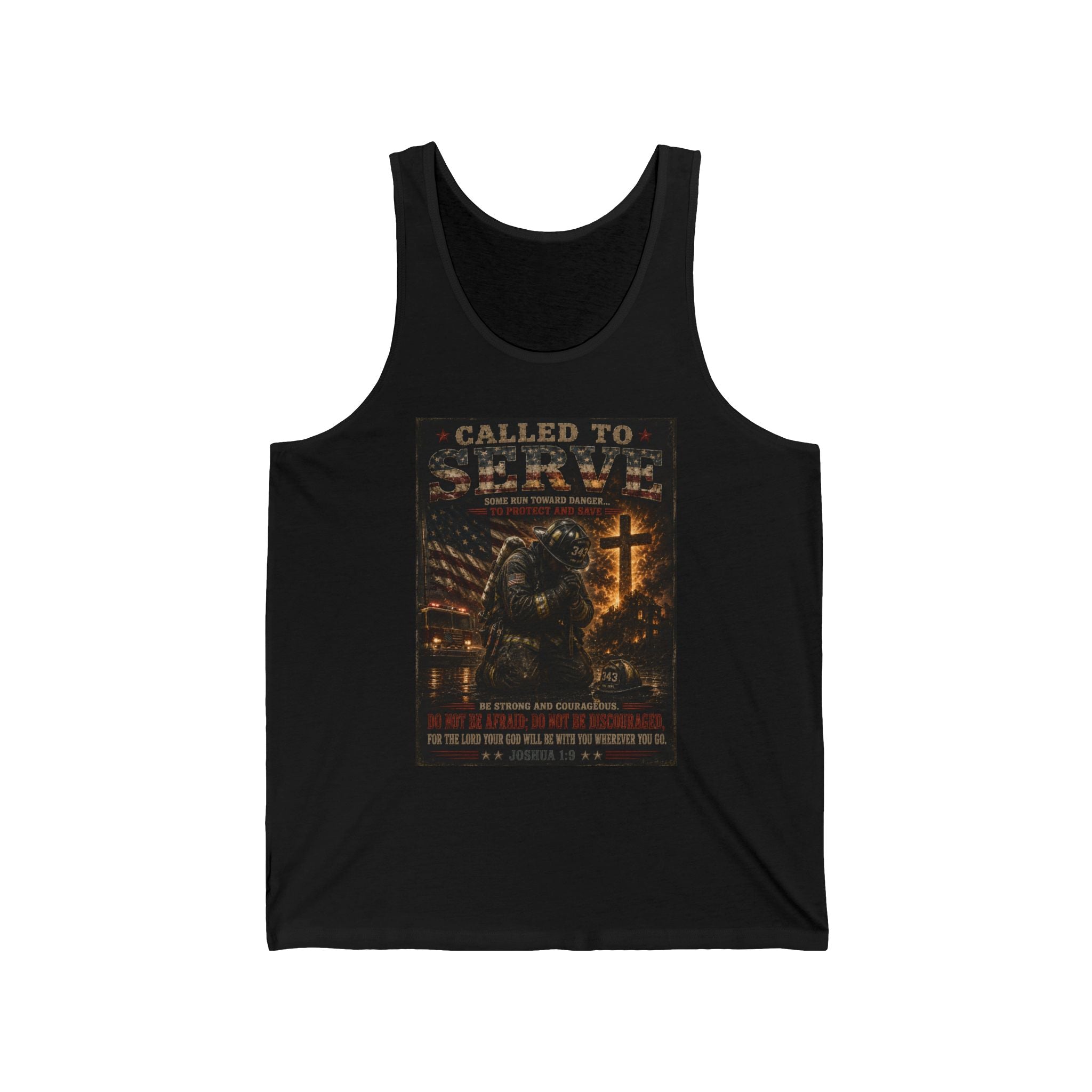 Called to Serve Military Tank Top — Patriotic Veteran Cross Graphic