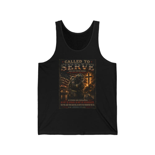 Called to Serve Military Tank Top — Patriotic Veteran Cross Graphic