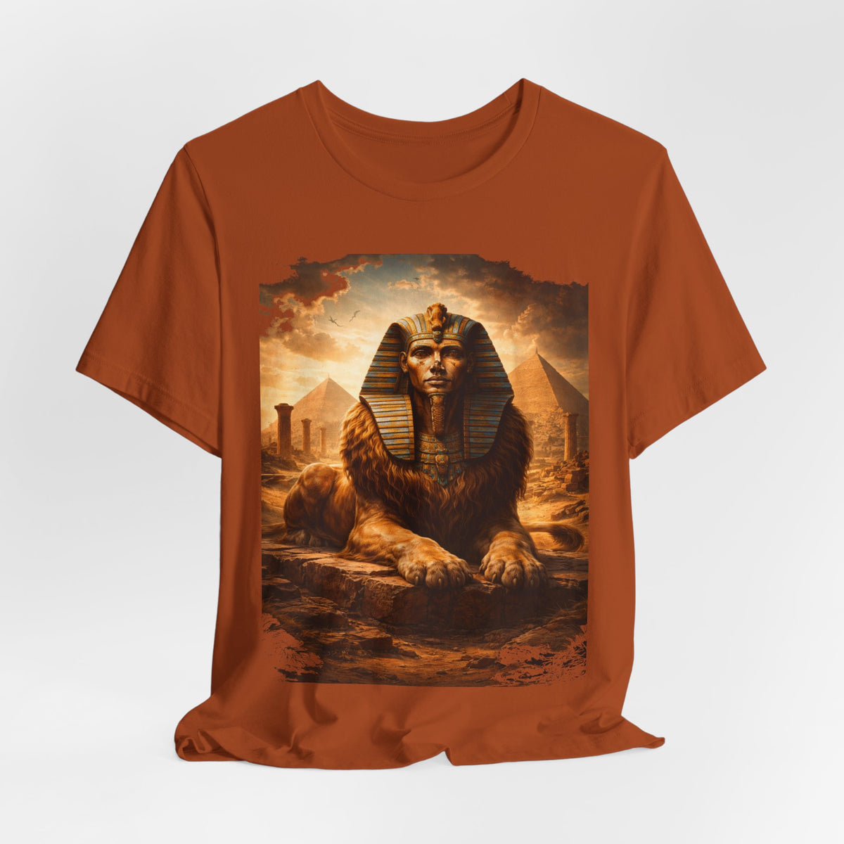 Egyptian Sphinx Graphic Tee — Vintage Pyramid Sunset T-Shirt