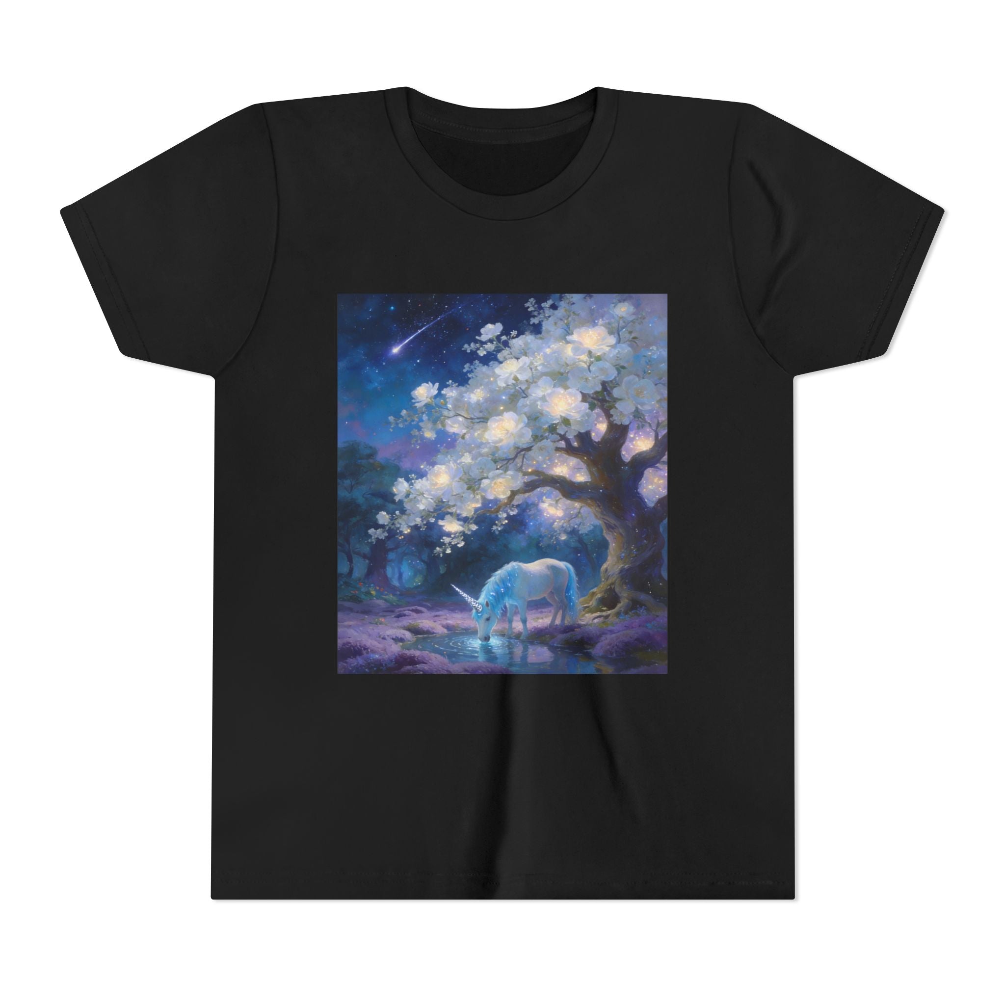 Youth Tee — Dreamy Moonlit Deer & Blossom Tree Graphic