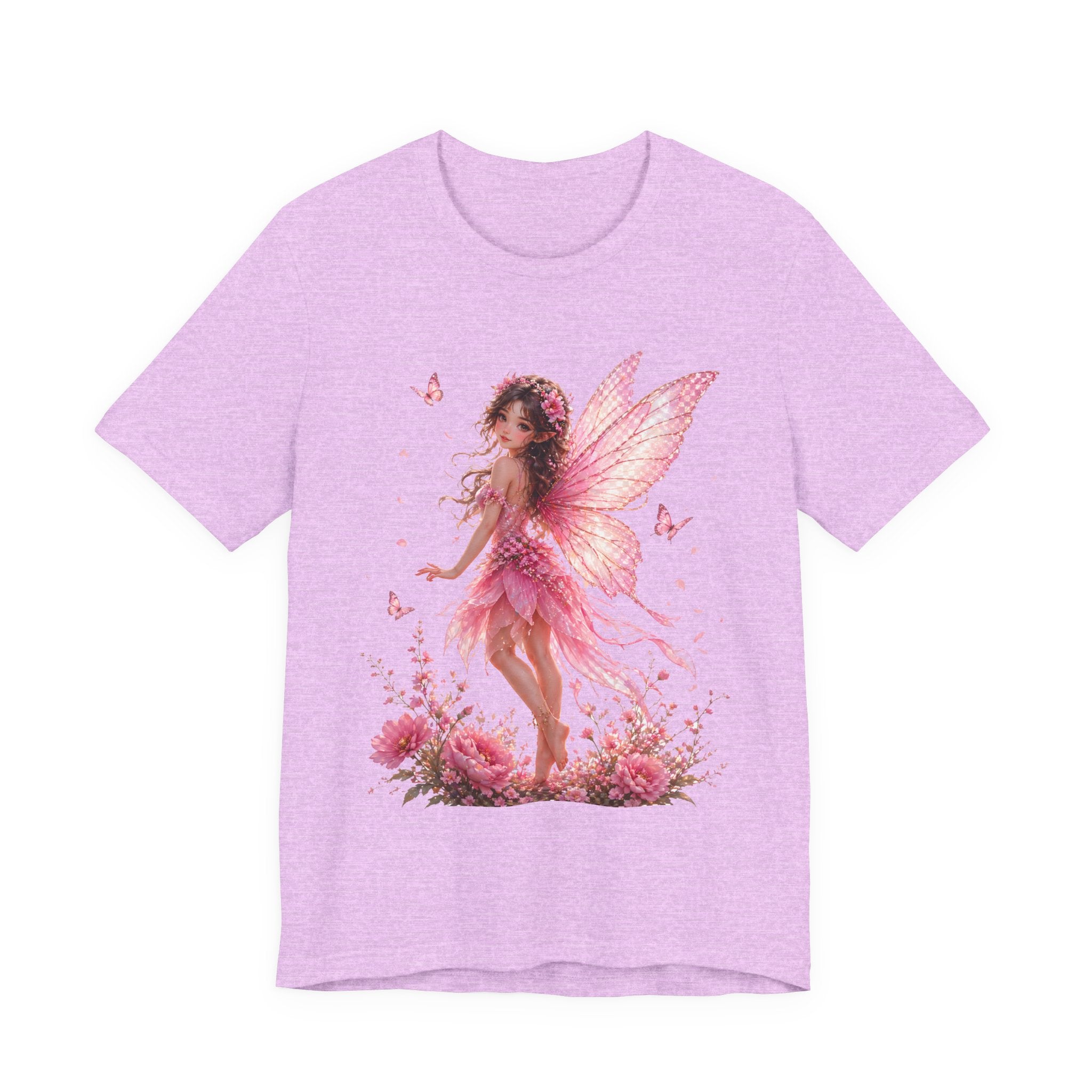 Fairy Wings T‑Shirt — Pink Floral Fantasy Fairy Tee for Women & Girls