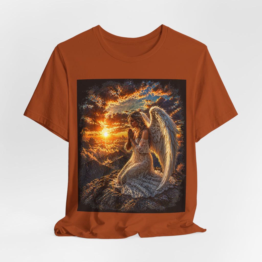 Angel Prayer T‑Shirt — Serene Sunset Guardian Angel Tee