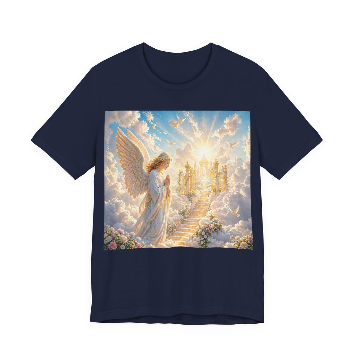 Heavenly Angel Stairway T-Shirt — Serene Christian Faith Tee