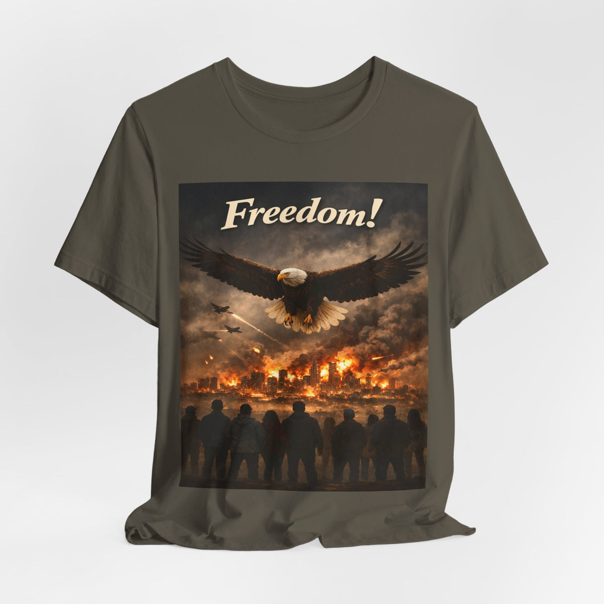 Freedom Eagle T-Shirt — Patriotic Bald Eagle & Crowd Graphic Tee