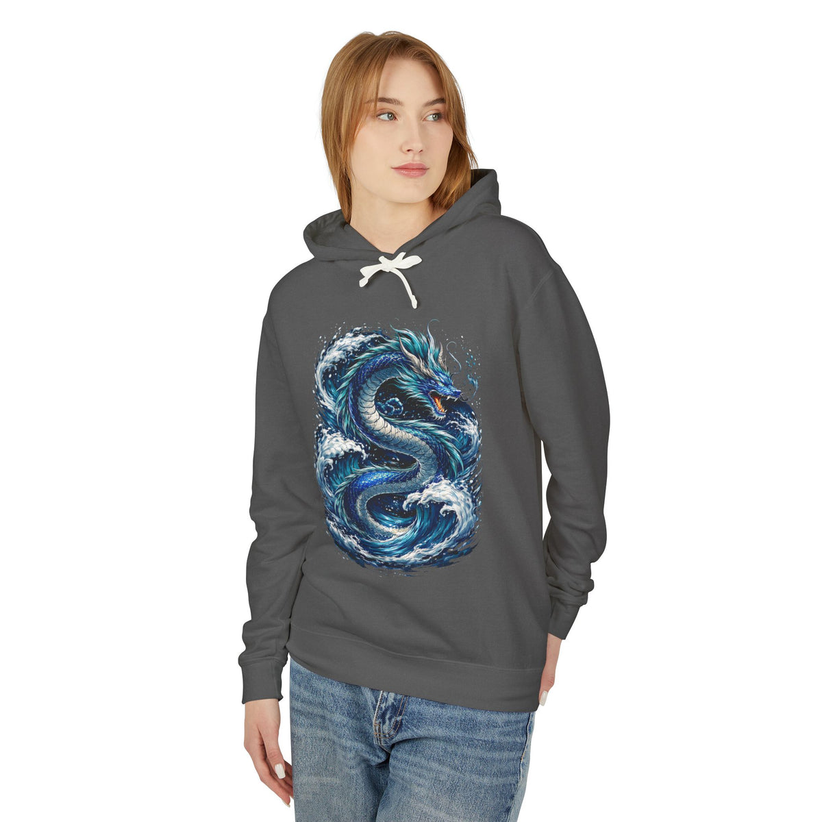 Dragon Wave Hoodie — Blue Sea Serpent Graphic Sweatshirt