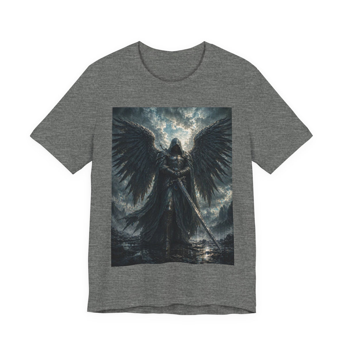 Dark Fallen Angel Graphic Tee — Gothic Warrior Angel T-Shirt