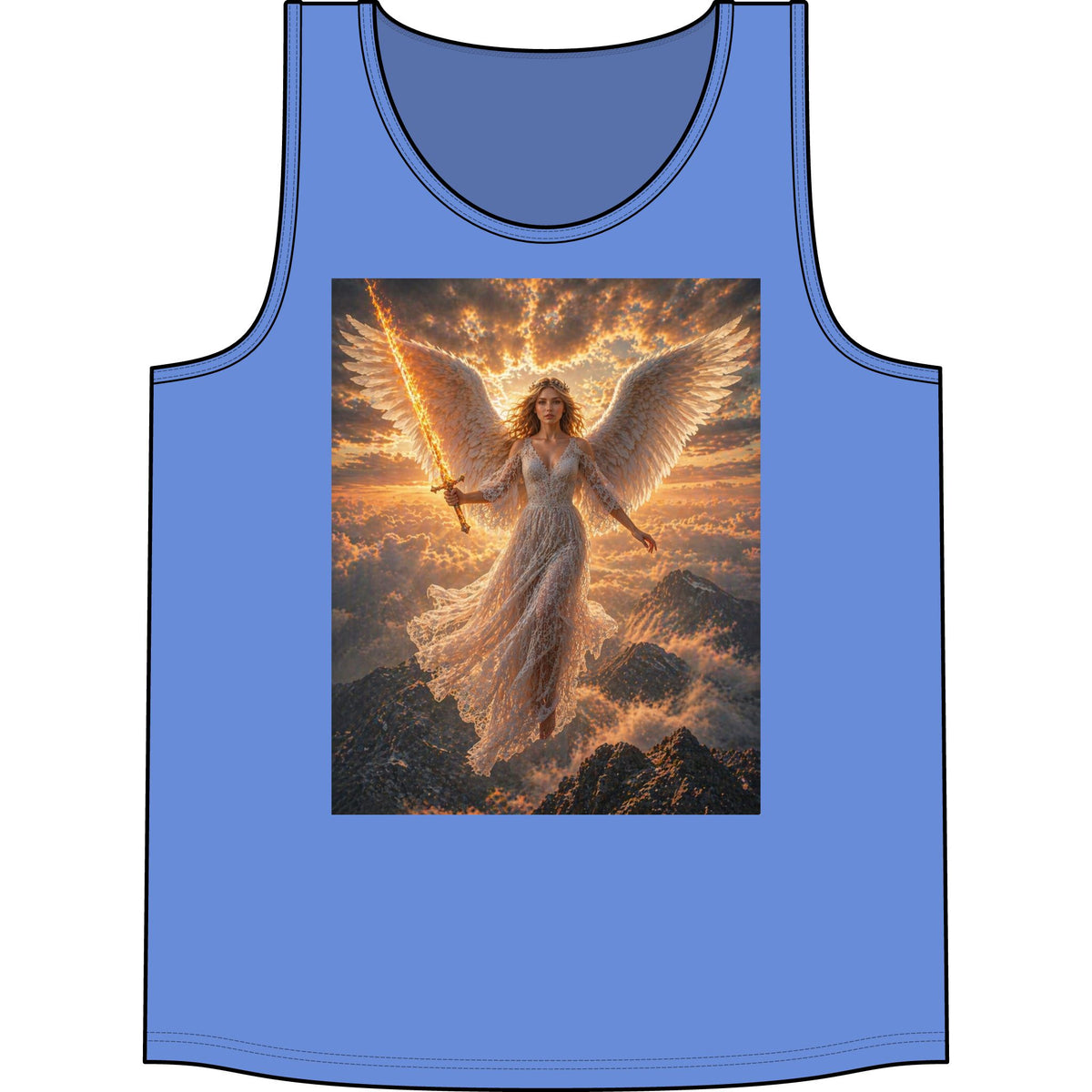 Angel Warrior Tank Top – Radiant Sword & Wings Spiritual Graphic Tank