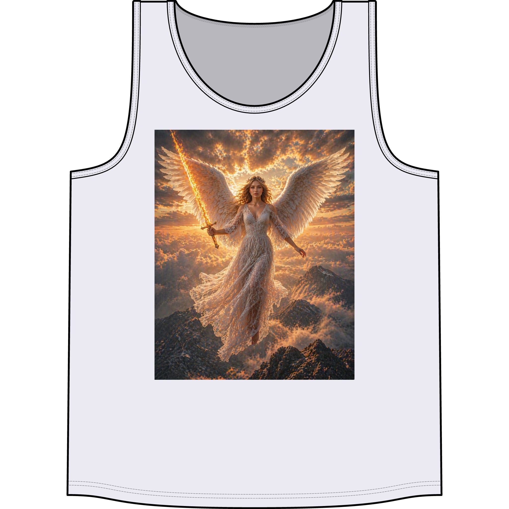 Angel Warrior Tank Top – Radiant Sword & Wings Spiritual Graphic Tank