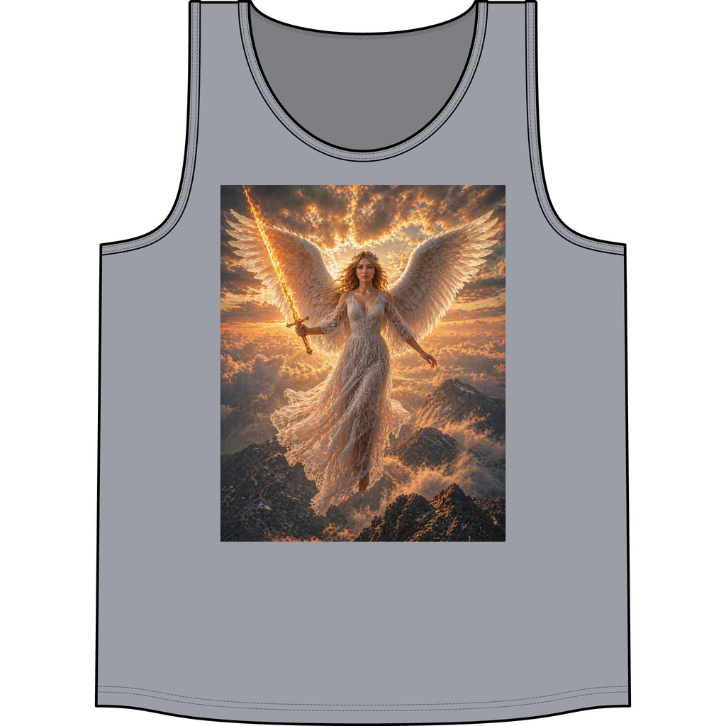 Angel Warrior Tank Top – Radiant Sword & Wings Spiritual Graphic Tank