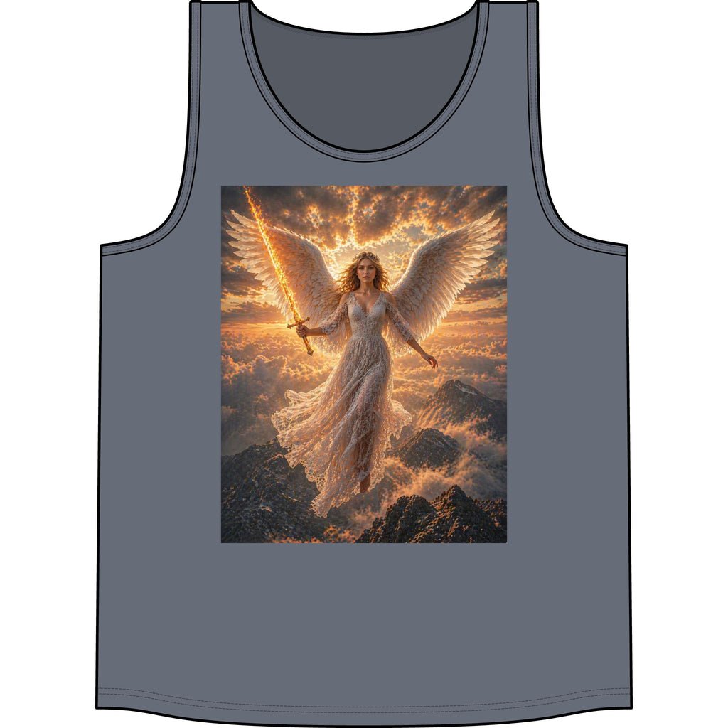 Angel Warrior Tank Top – Radiant Sword & Wings Spiritual Graphic Tank