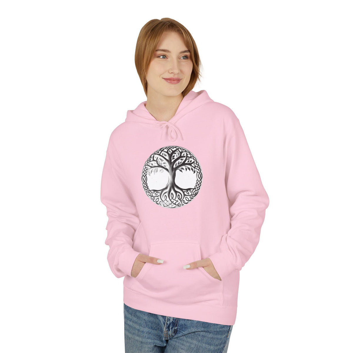 TYggdrasil tree of Life Cotton Hoodie – Intricate Celtic Woodland Symbol Sweatshirt