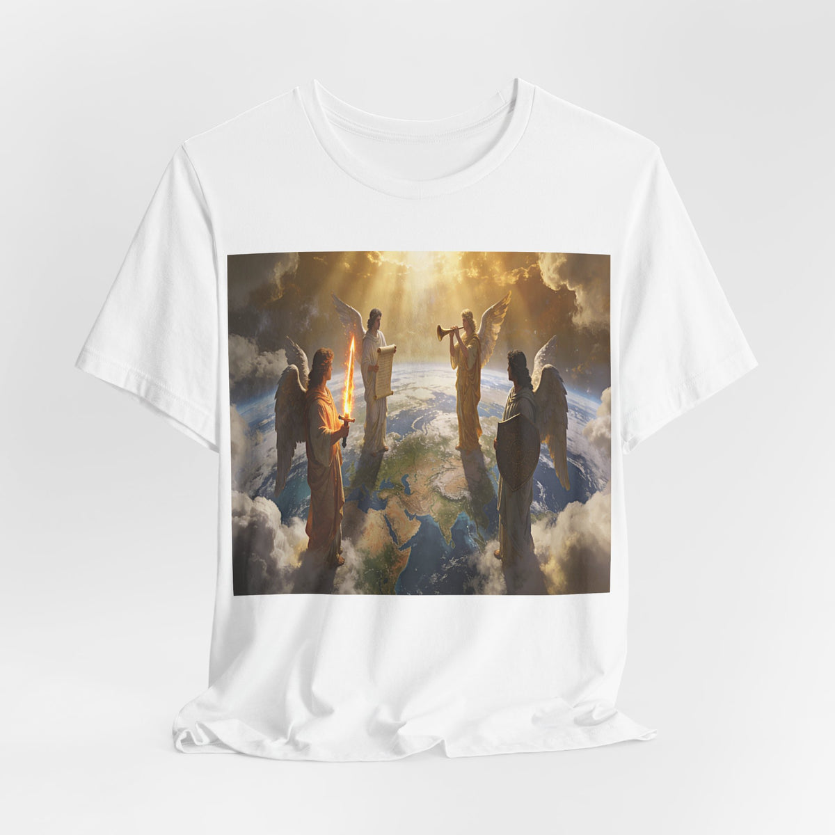 Christian Angel Choir T‑Shirt – Heavenly Worship Scene Tee Revelation 7:1-3