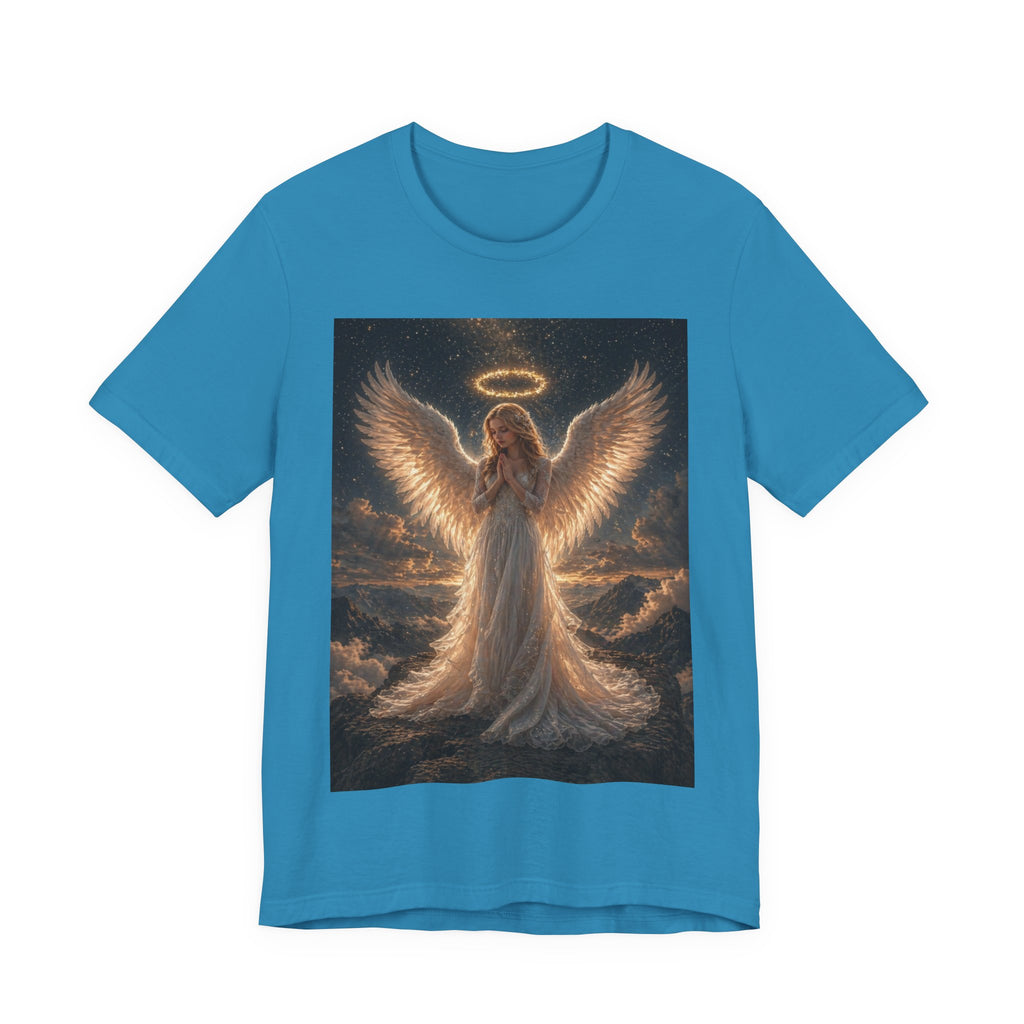 Angel Wings Graphic Tee — Glowing Halo Spiritual T-Shirt
