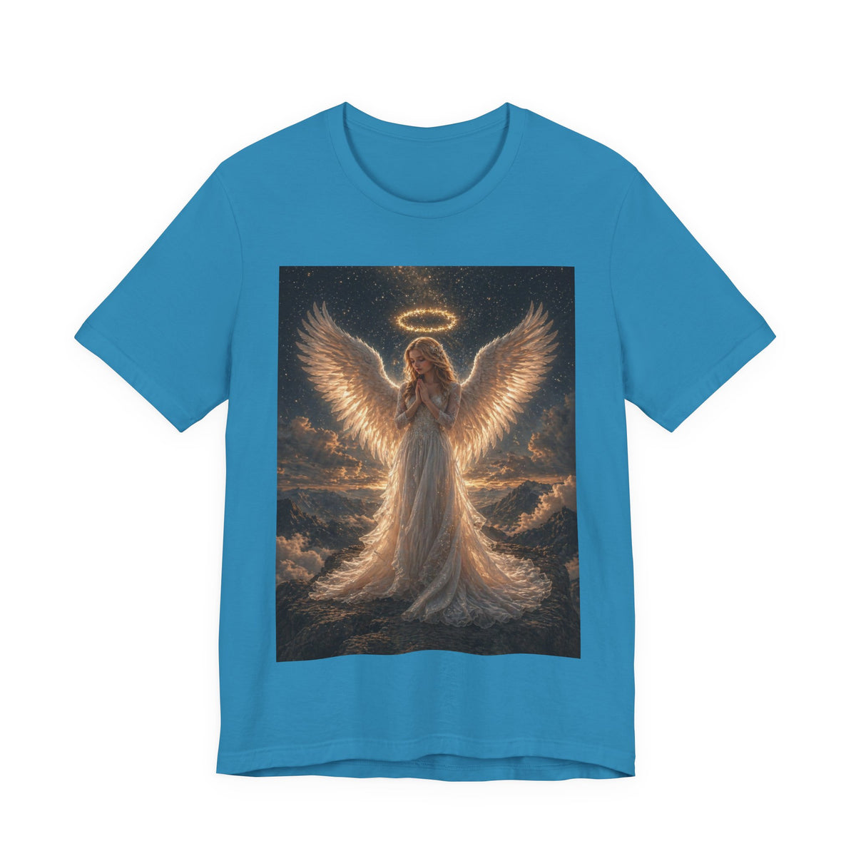 Angel Wings Graphic Tee — Glowing Halo Spiritual T-Shirt