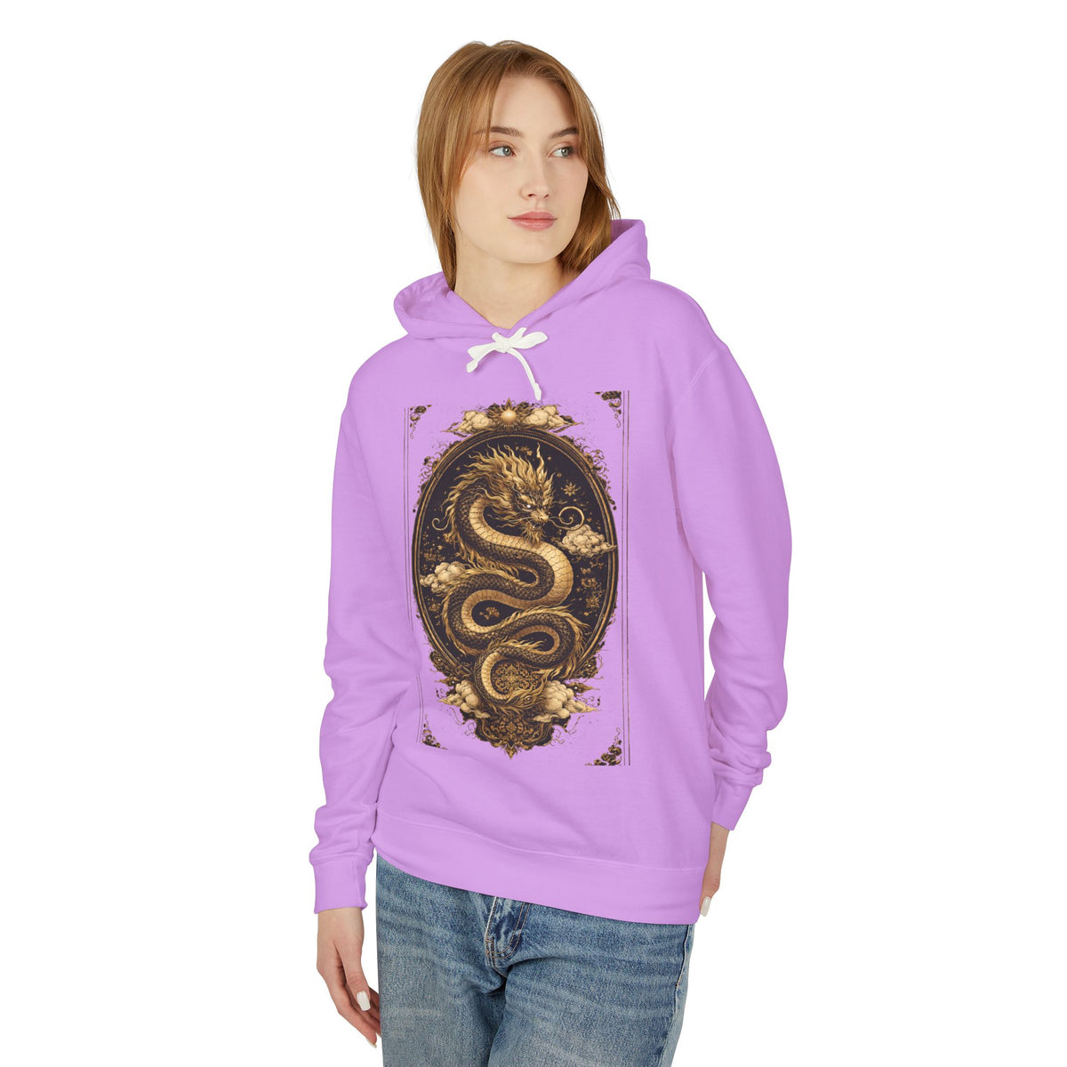 Golden Dragon Hoodie — Vintage Oriental Serpent Graphic Sweatshirt