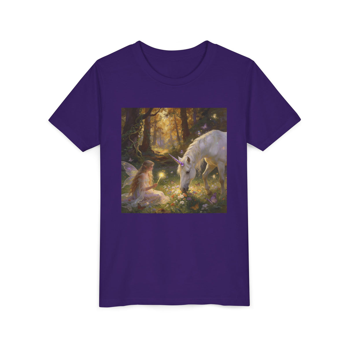 Youth Tee — Enchanted Forest Unicorn & Fairy Graphic