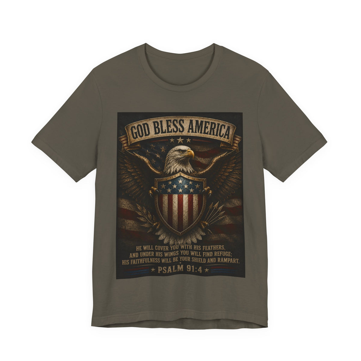 God Bless America Eagle T-Shirt – Patriotic Psalm 91:4 Graphic Tee