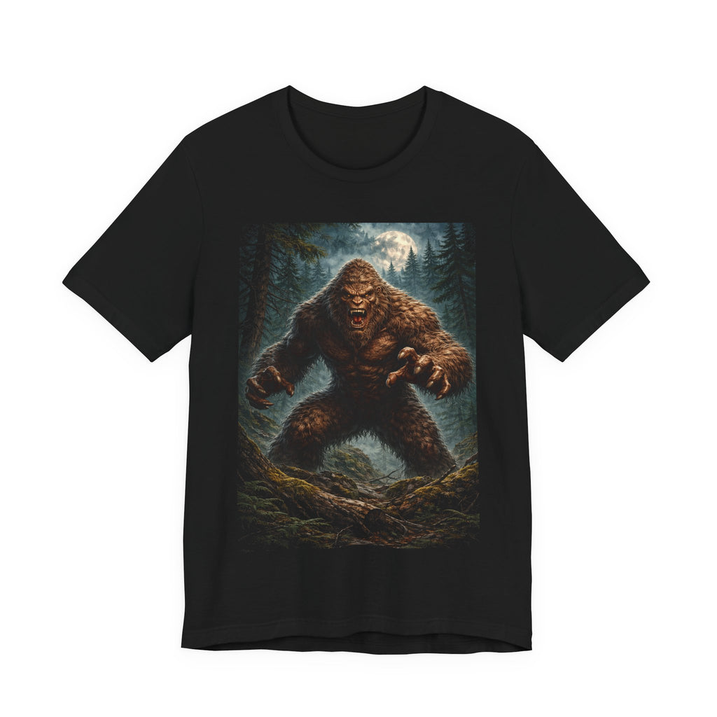 Bigfoot Monster Graphic T-Shirt — Sasquatch Forest Night Tee