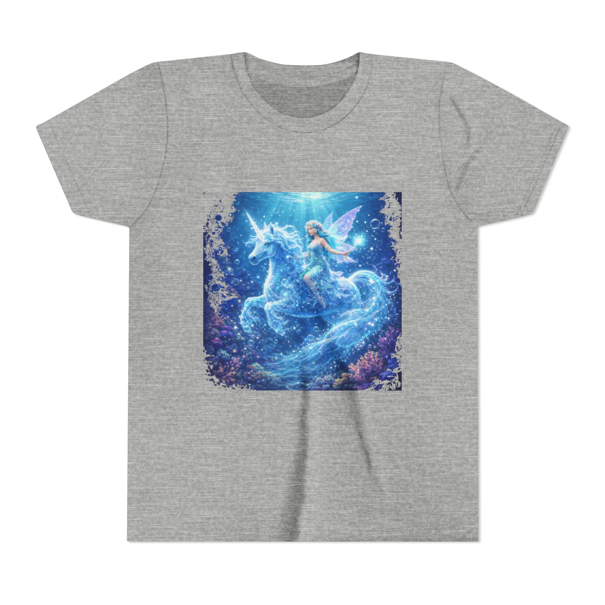 Magical Blue Unicorn & Fairy Youth T-Shirt – Enchanted Fantasy Tee for Kids