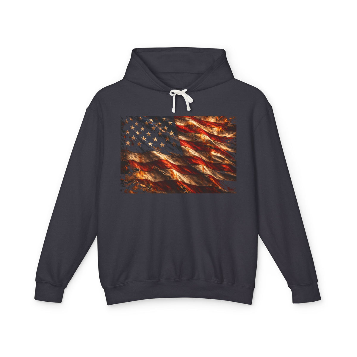USA Abstract American Flag Hoodie — Distressed Stars & Stripes Pullover