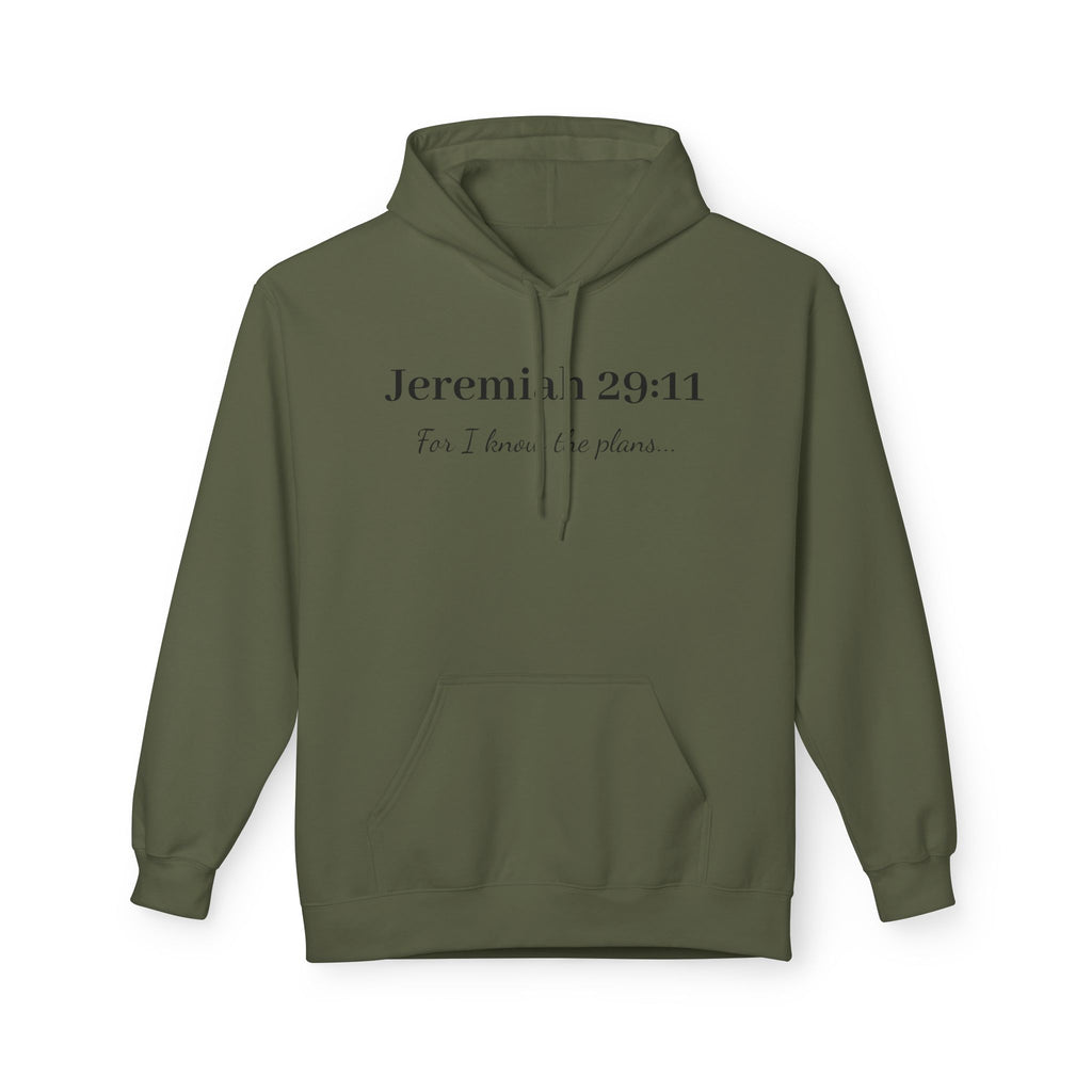 Jeremiah 29:11 Faith Hoodie — "For I know the plans" Inspirational Christian Pullover