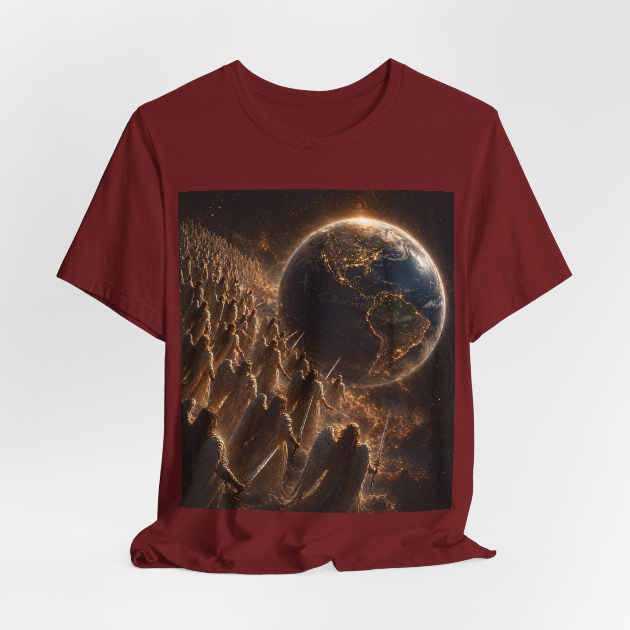 Earth Rise Graphic Tee — Glowing Planet & Mountainscape T-Shirt
