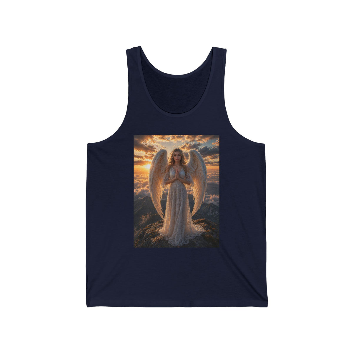 Angel Wings Sunset Tank Top — Spiritual Guardian Graphic Jersey Tank