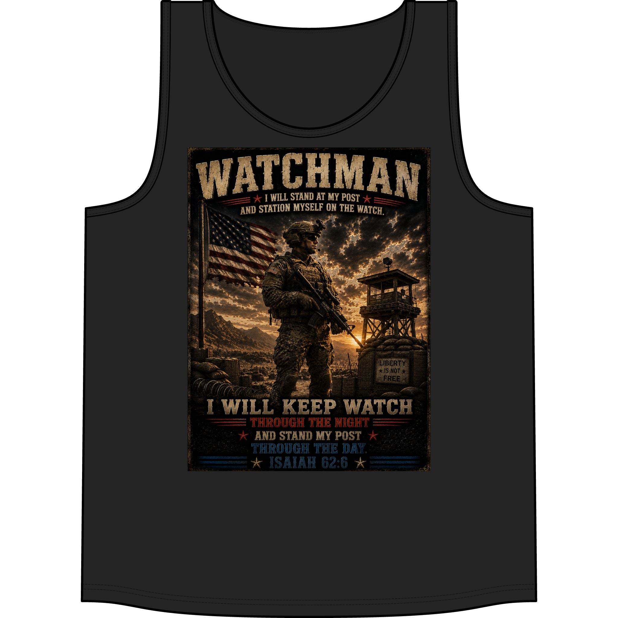 Watchman Tank Top — "I Will Keep Watch" Patriotic Military Tank