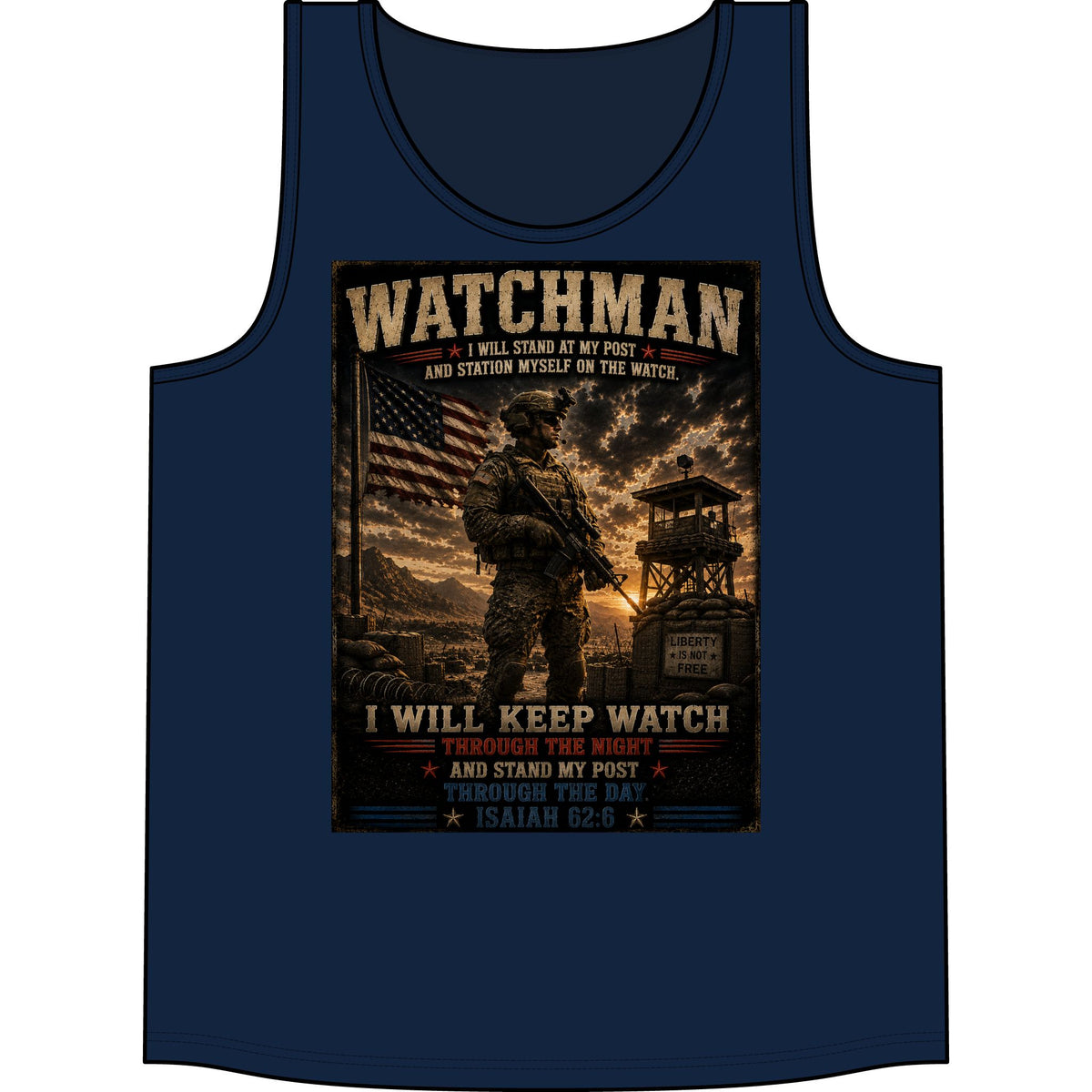 Watchman Tank Top — "I Will Keep Watch" Patriotic Military Tank